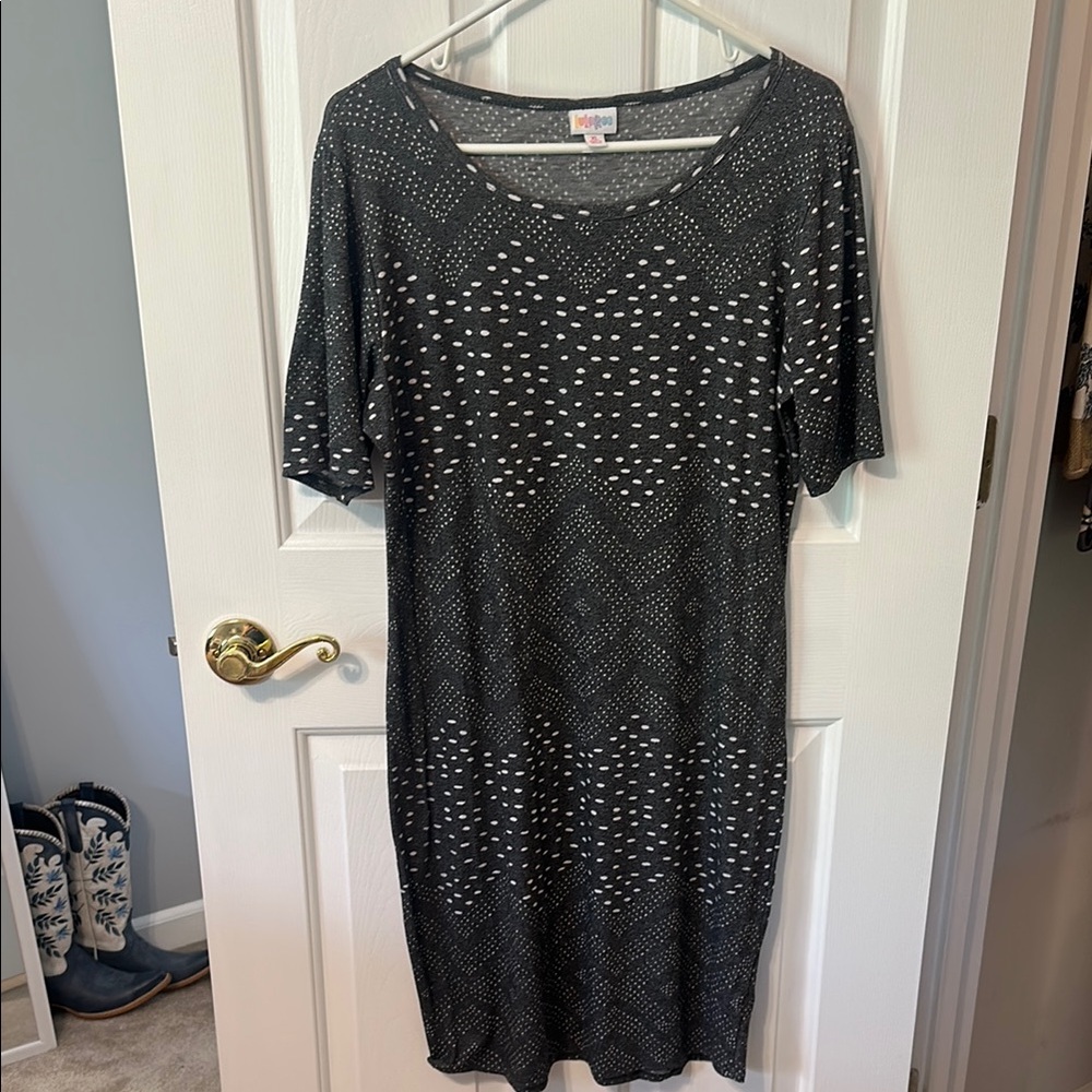 LuLaRoe Grey and White Julia Dress